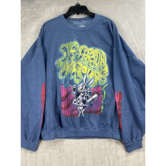 New Urban Outfitters Jefferson Airplane White Rabbit Slouchy Fit Sweatshirt - Picture 2 of 5